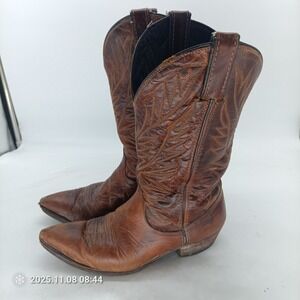 Vintage Code West Brown Leather Cowboy Boots Size Men's  7 W   wide (s7)